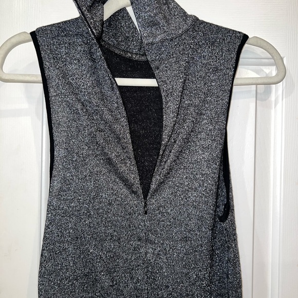 One Teaspoon Charcoal Bodycon Midi Dress Mock Neck Zipper back Shimmer Small NWT - Picture 4 of 11